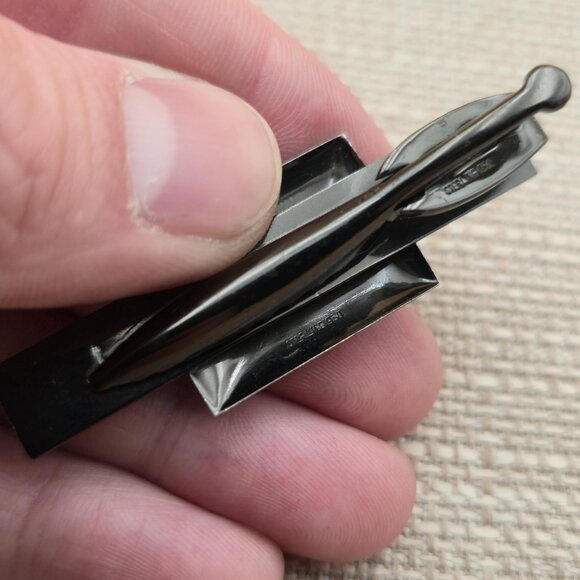 Sterling Silver And 950 Silver Asian Words Tie Clip A5987 - Picture 4 of 7